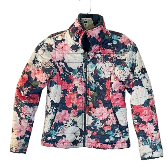 The North Face Girls' Reversible Mossbud Swirl Jacket Teal Size 7/8 - Picture 2 of 9